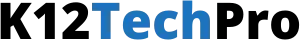 Blue 'tech' wordmark logo on a dark background.