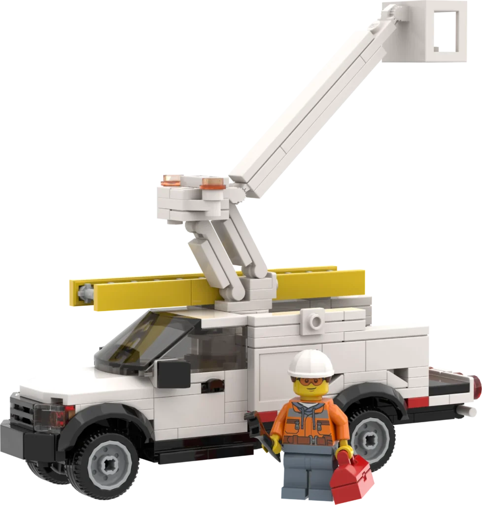 Custom LEGO bucket truck model.